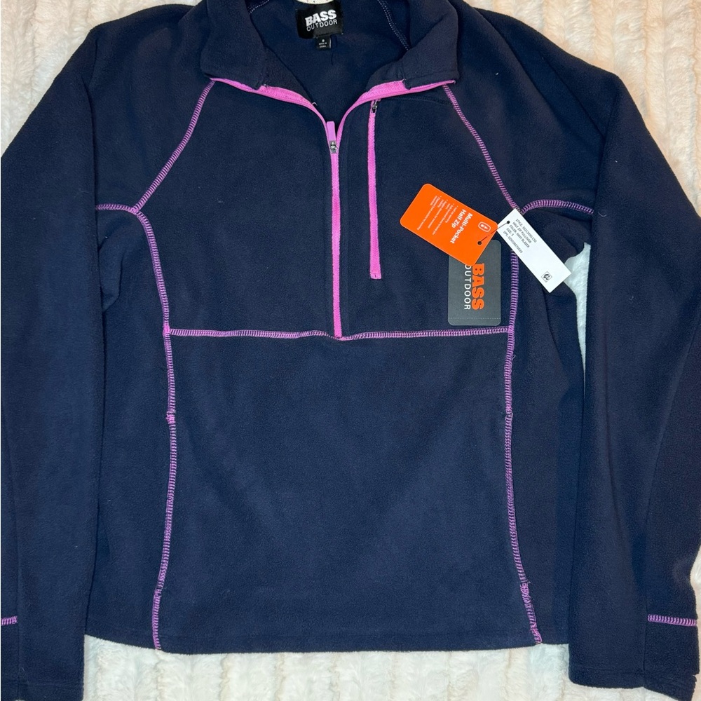 Bass Womens Navy Sweater with Pink Accents